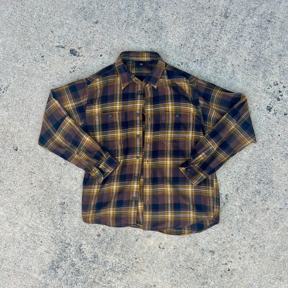Uniqlo Brown Long-Sleeve Plaid Flannel | Size M